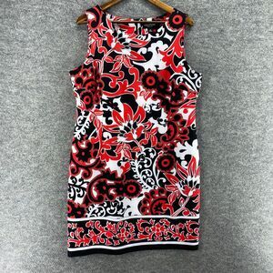 Perceptions Dress Women 16 Red Floral Sheath Short Zipper Sleeveless Casual